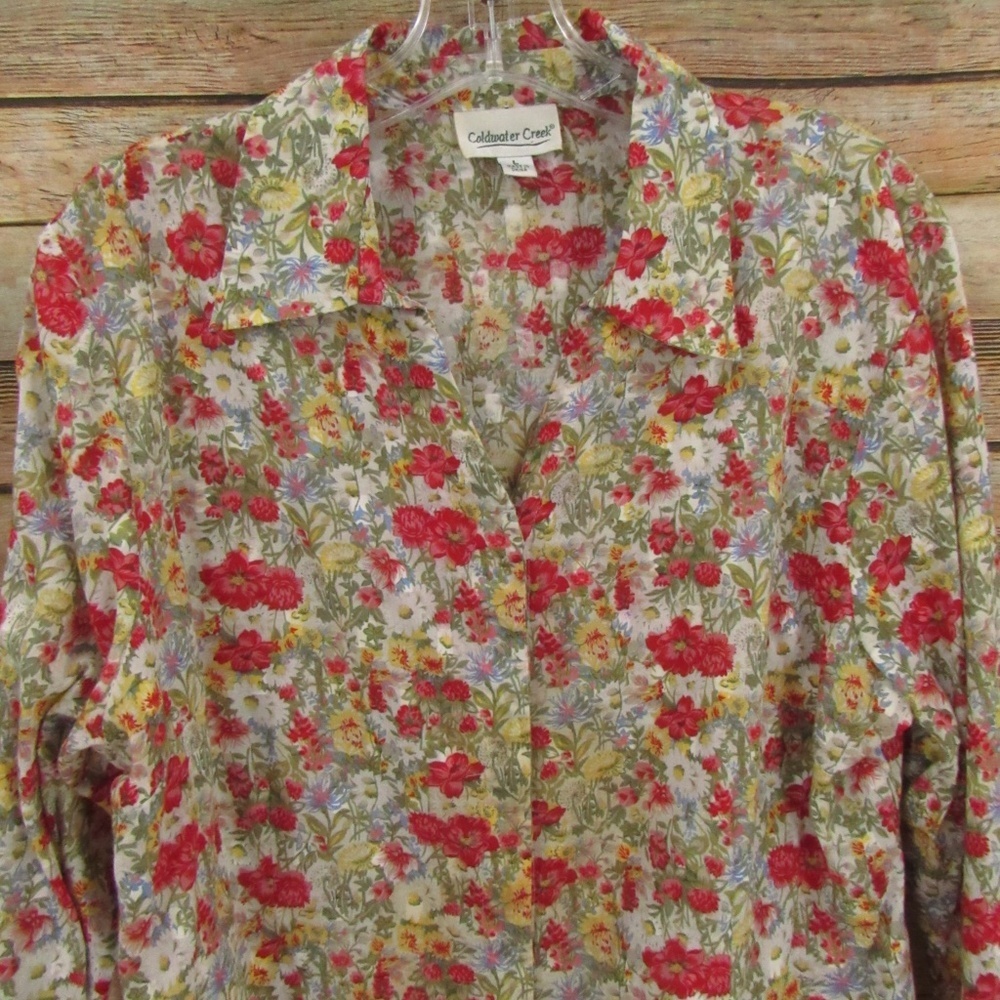Coldwater Floral V-Neck Women's Blouse L